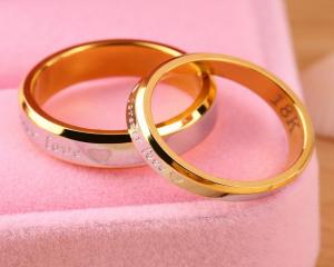 photo de Bague de Mariage Imprimée Texte Pour Femme-Or/Argent
